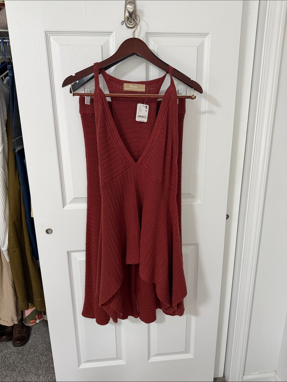 Free People Asymmetrical Knit Dress in Rust